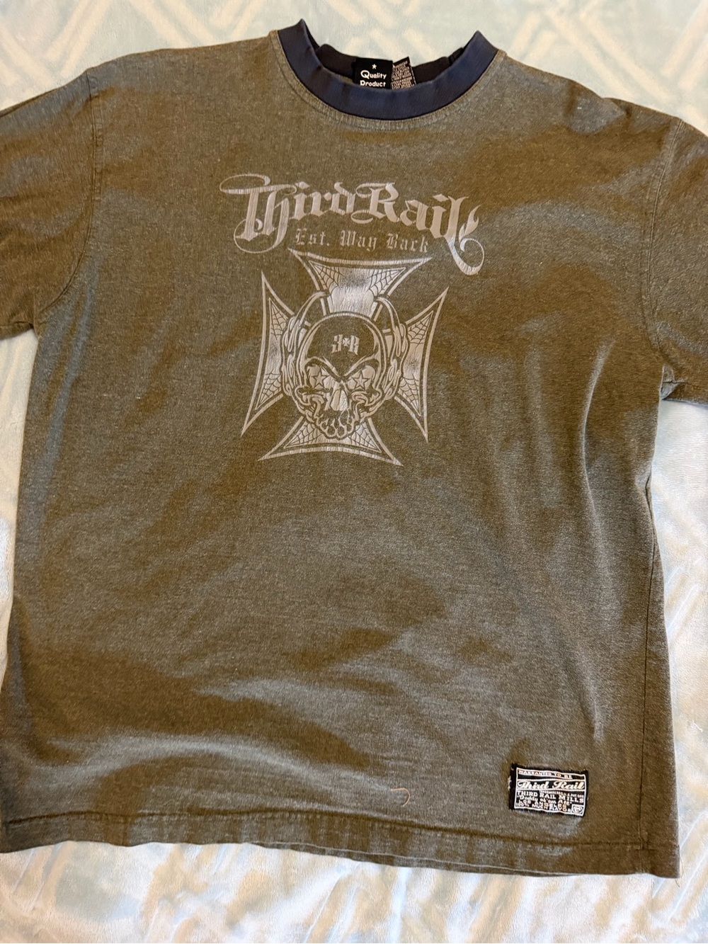 Y2K VINTAGE THIRD RAIL MENS TSHIRT 2 toned black/olive